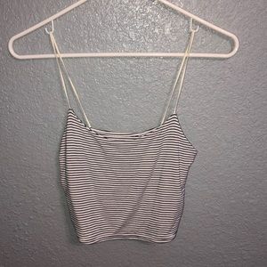 blue and white striped crop top